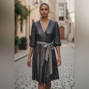 Alice + Olivia Shimmering Silver Dress